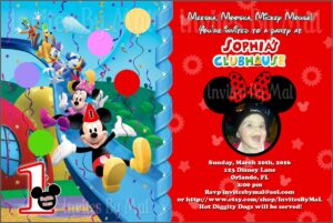 Personalized Mickey Mouse Clubhouse 1st Birthday Invitations