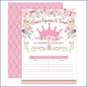 Pink And Gold First Birthday Invitations