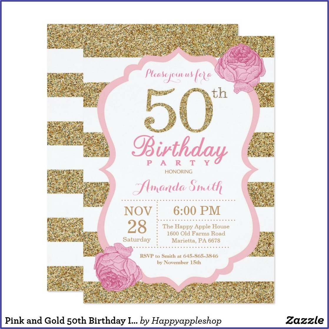Pink And Gold Invitations