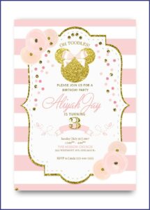 Pink And Gold Minnie Mouse Baby Shower Invitations