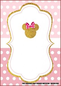 Pink And Gold Minnie Mouse Invitation Template Free