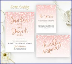Pink And Gold Wedding Invitations