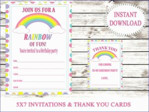 Printable Rainbow Birthday Invitations