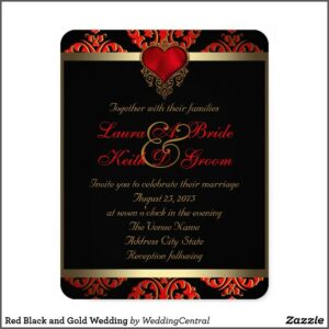 Red Black And Gold Wedding Invitations