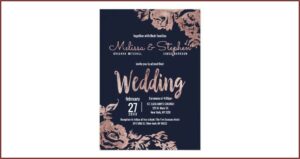 Rose Gold And Navy Blue Wedding Invitations