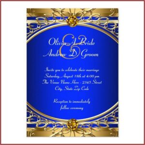 Royal Blue And Gold Wedding Invitations