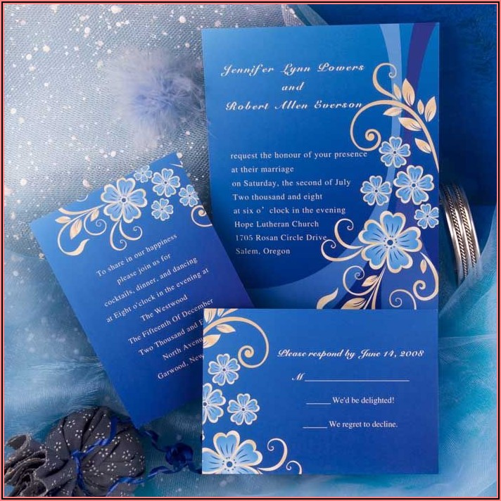Royal Blue And Silver Wedding Invitation Templates