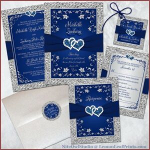 Royal Blue And Silver Wedding Invitations