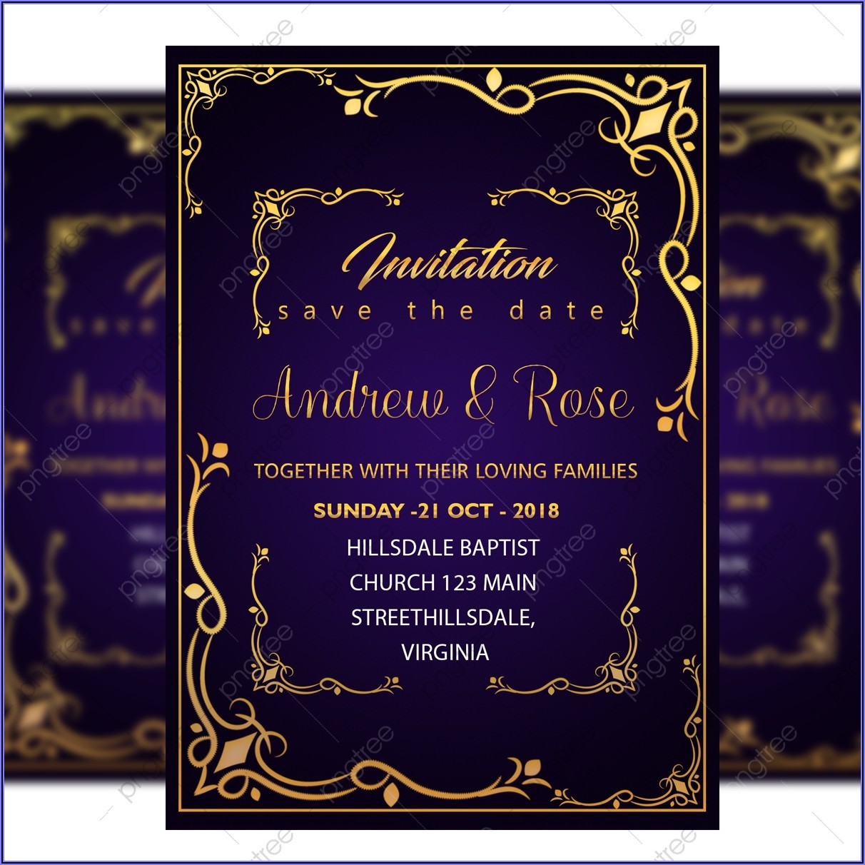 Royal Blue Wedding Invitation Designs