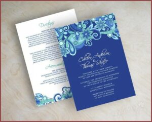 Royal Blue Wedding Invitation Layout