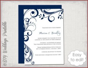 Royal Blue Wedding Invitation Templates Free Download