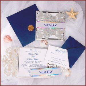 Royal Blue Wedding Invitations Laser Cut