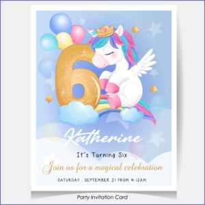 Unicorn Birthday Invitation Card Free Download