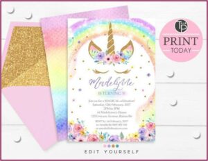 Unicorn Invitation Card Free Template