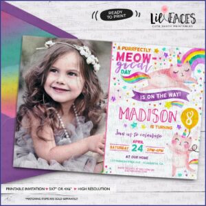 Unicorn Rainbow Birthday Invitations