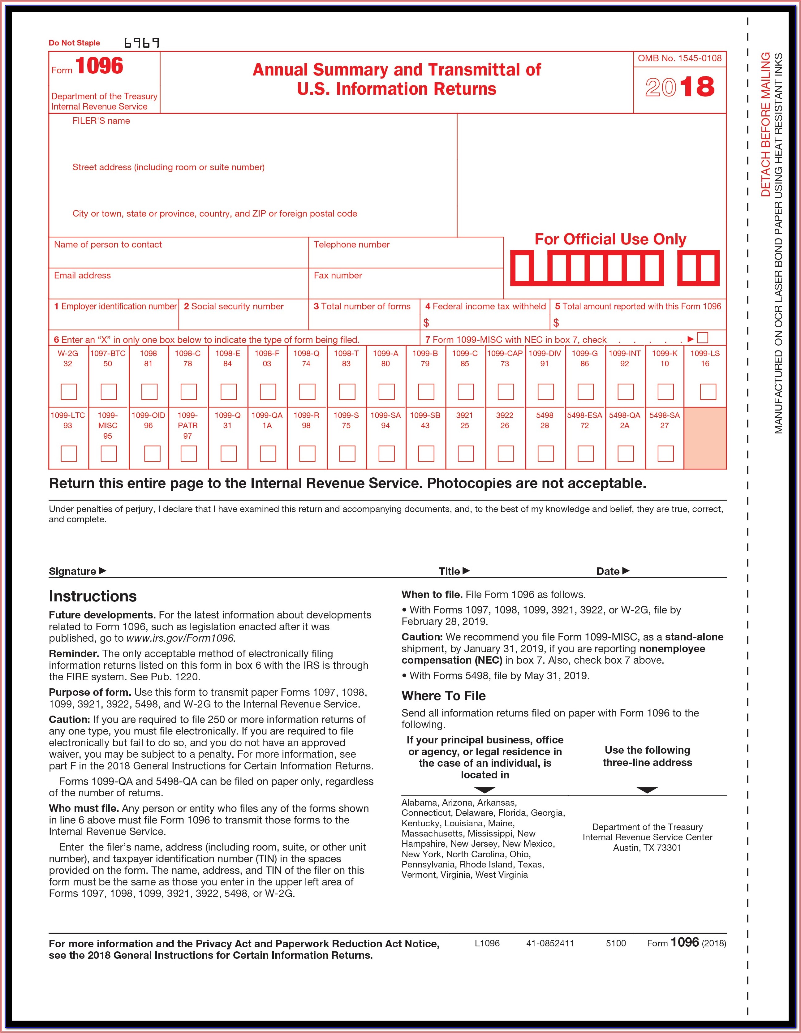 1096 Irs Forms