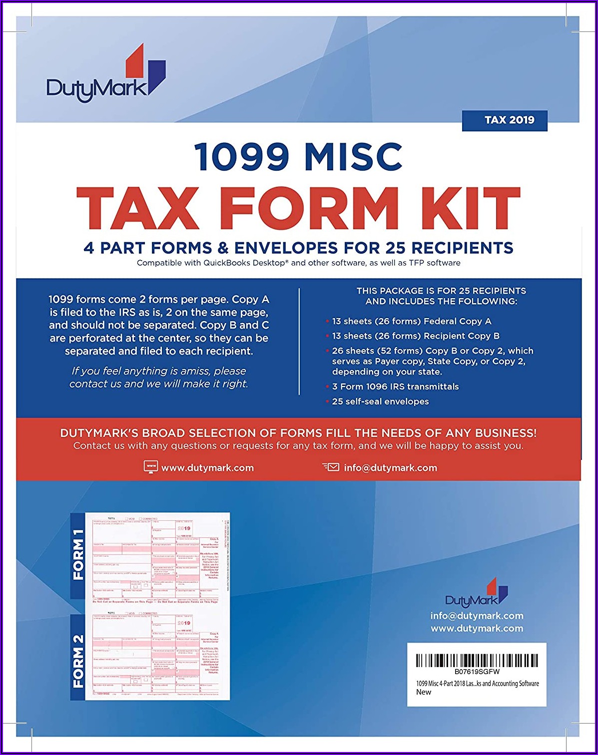 1099 Misc Laser Tax Forms And Envelopes 2 Up 4 Part