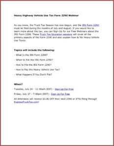 2290 Heavy Highway Tax Form