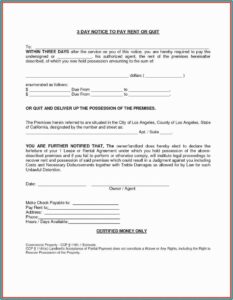 3 Day Eviction Notice Form Pdf