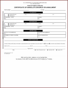 Absolute Divorce In Nc Forms