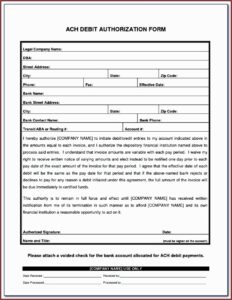 Ach Debit Authorization Form Chase