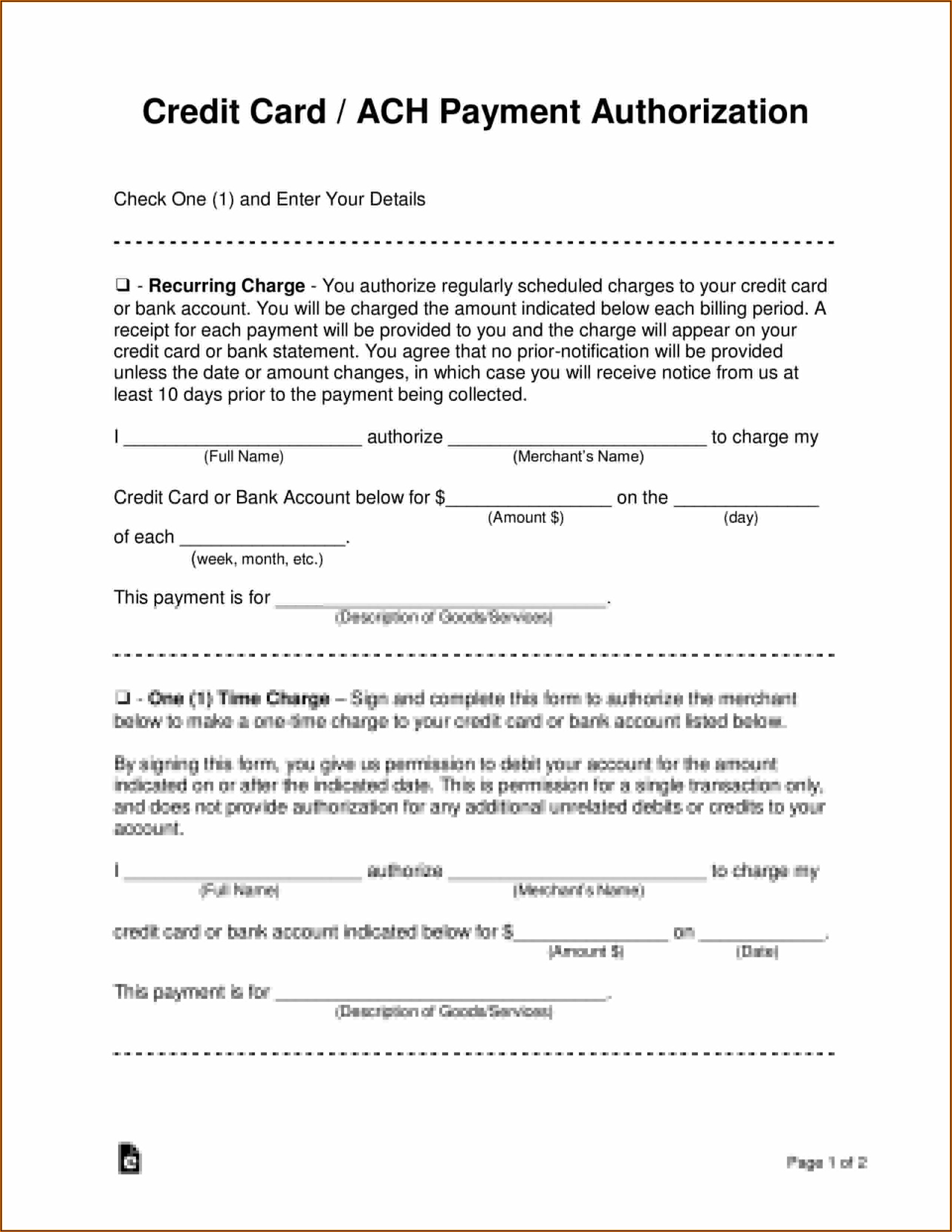 Ach Form Template For Customers