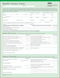 Ada Dental Health History Forms
