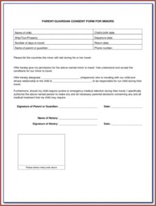 Affidavit Parental Consent Form Travel