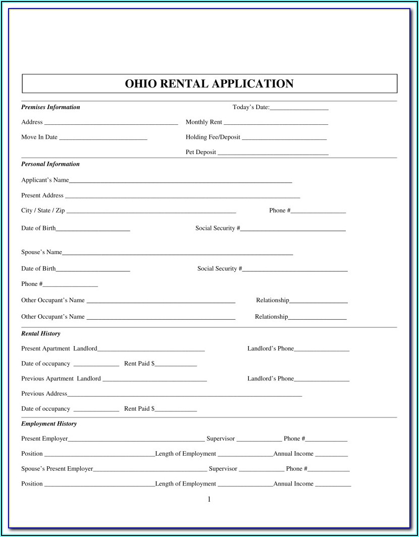 Application To Rent Screening Fee Fillable Form