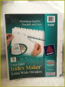 Avery Index 5 Tab Template