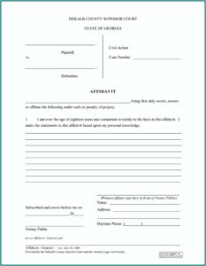 Blank Affidavit Form Free