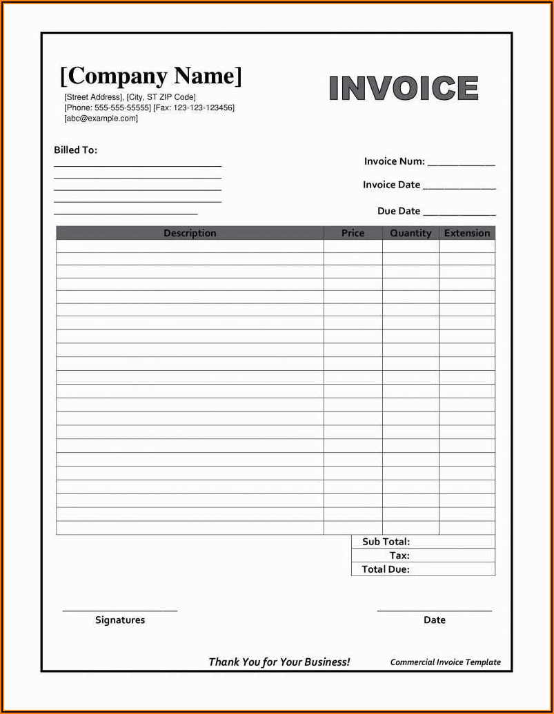 Blank Invoice Forms Free