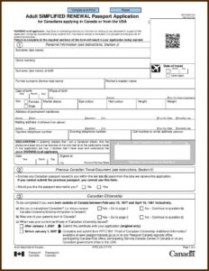 Blank Passport Renewal Forms