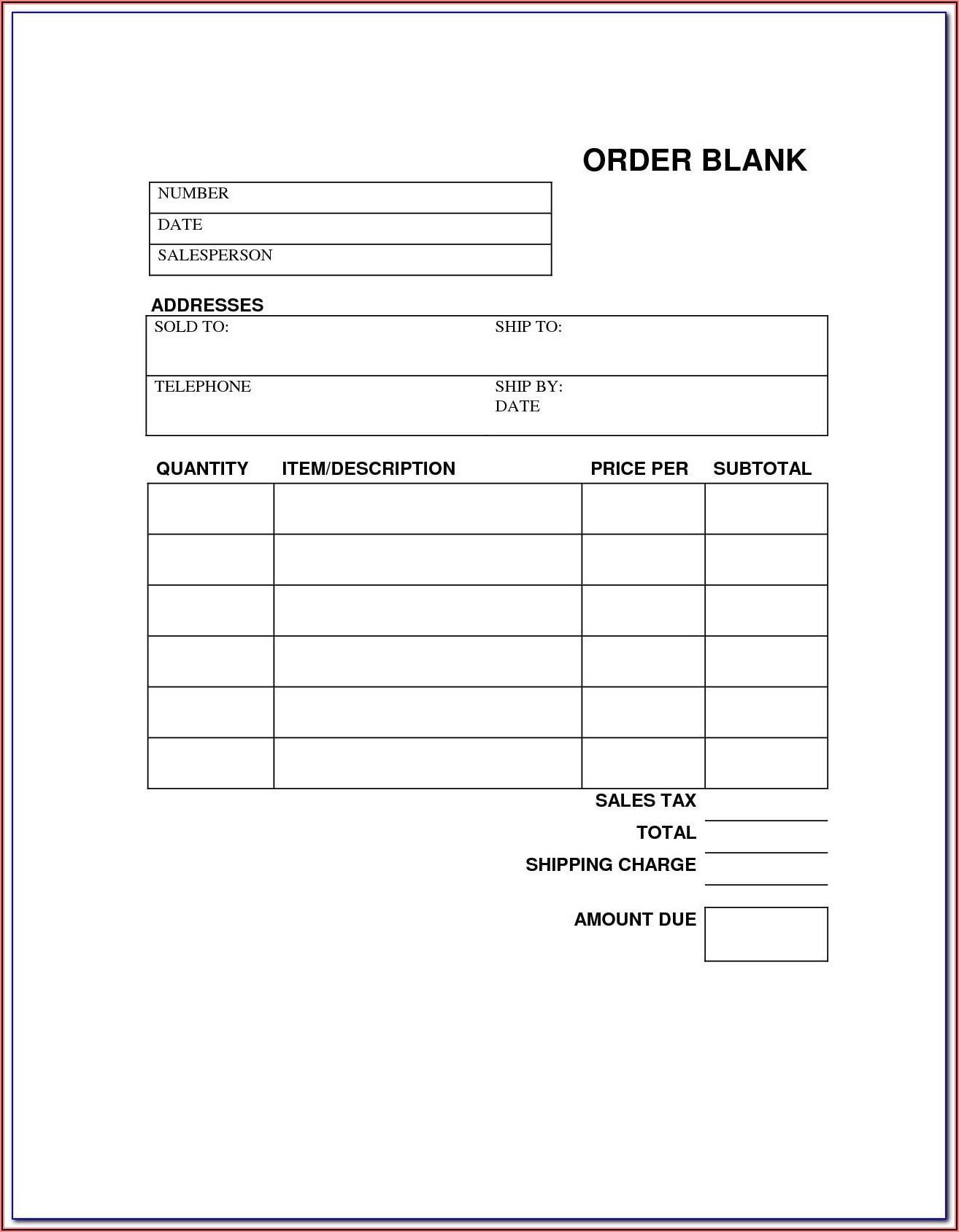 Blank Work Order Forms