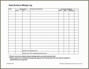Business Mileage Log Excel Template