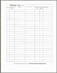 Business Mileage Log Sheet