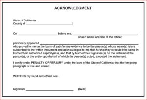 Ca Notary Acknowledgement Forms