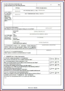 China Embassy Visa Application Form Pdf