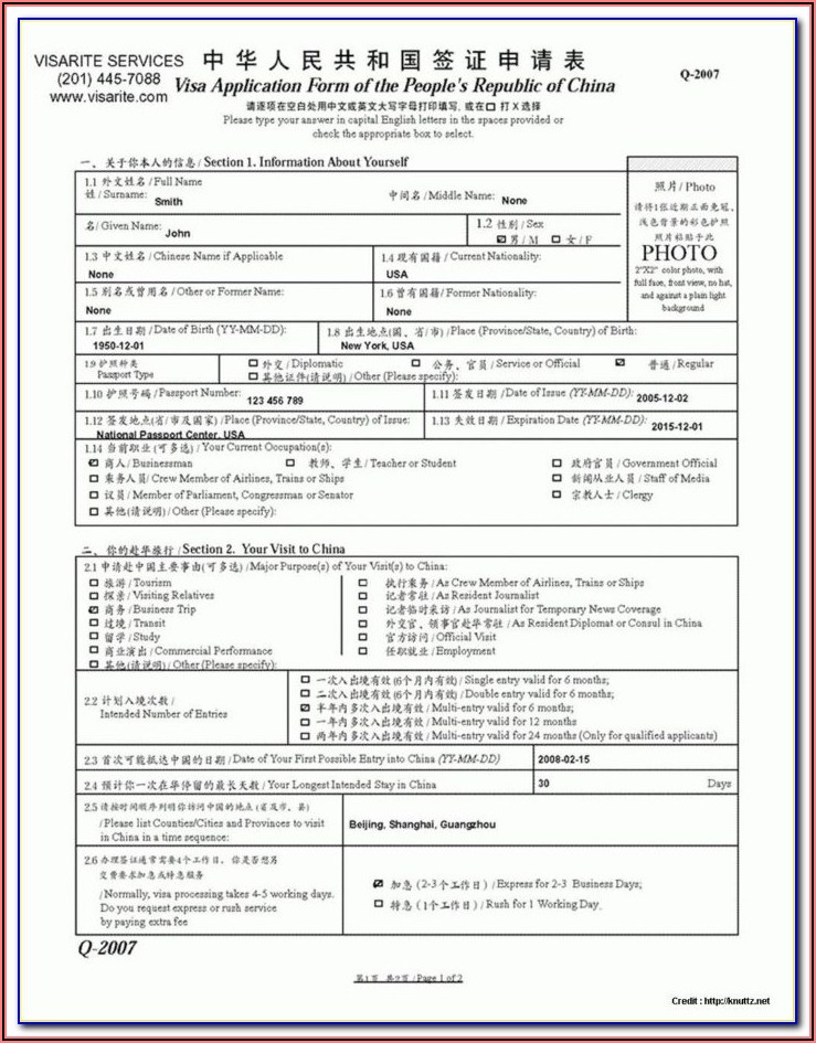 Chinese Embassy Kenya Visa Application Form