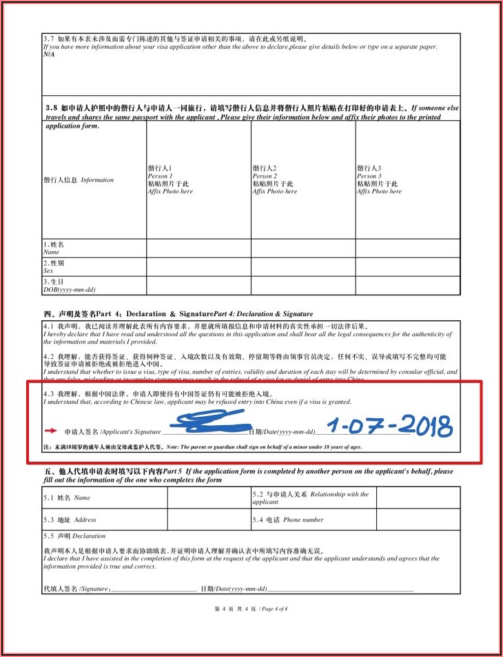 Chinese Embassy Nepal Visa Application Form