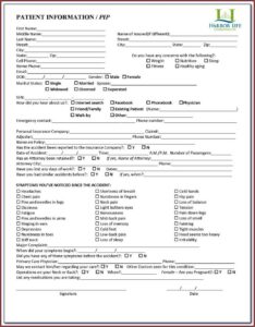 Chiropractic Patient Intake Form Template