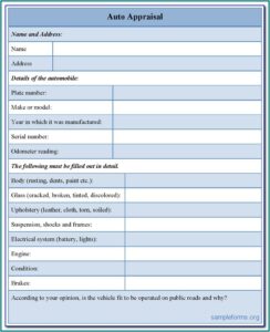 Classic Vehicle Appraisal Form