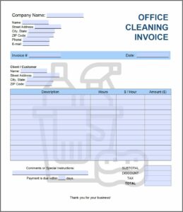 Cleaning Invoice Template Excel
