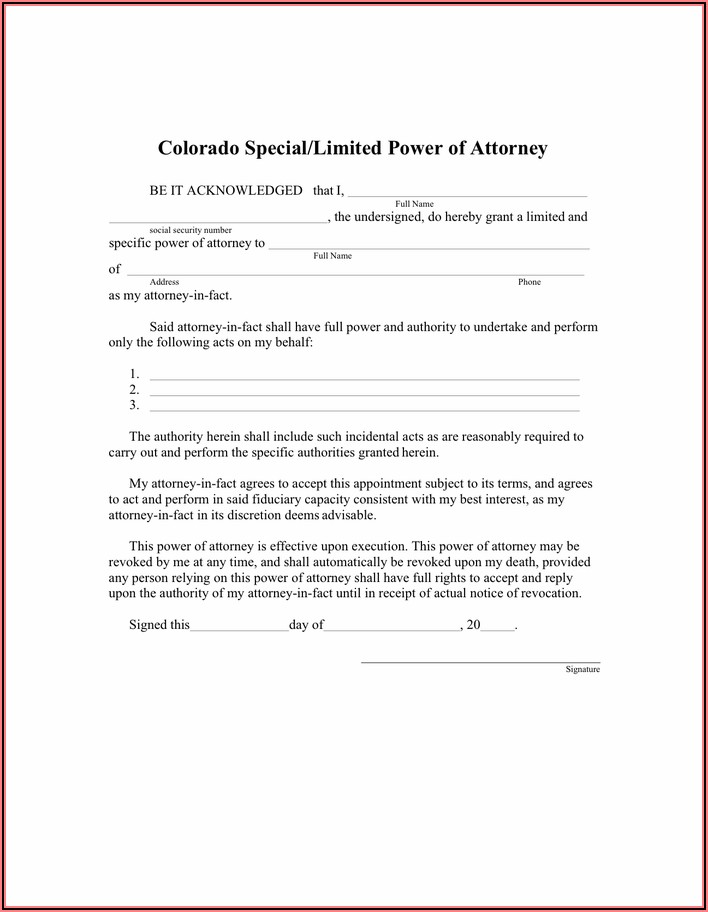 Colorado Durable Power Of Attorney For Health Care Form