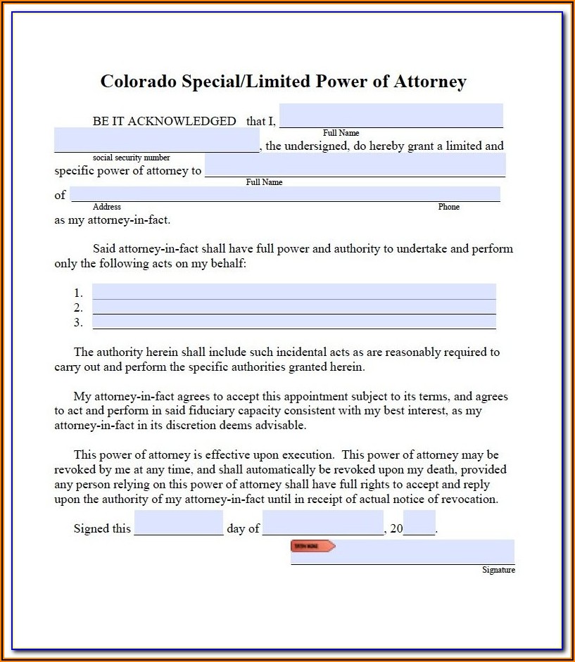 Colorado Medical Power Of Attorney Form Free
