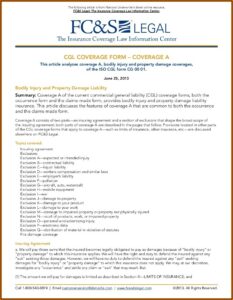 Commercial General Liability Occurrence Coverage Form