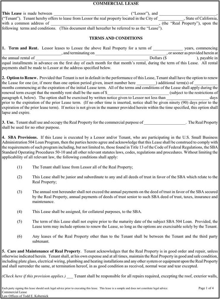 Commercial Property Tenancy Agreement Template
