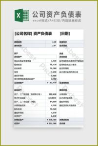 Company Balance Sheet Template Excel