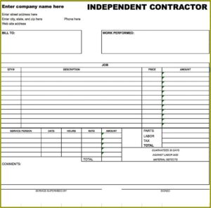 Contractor Invoice Template Australia Word