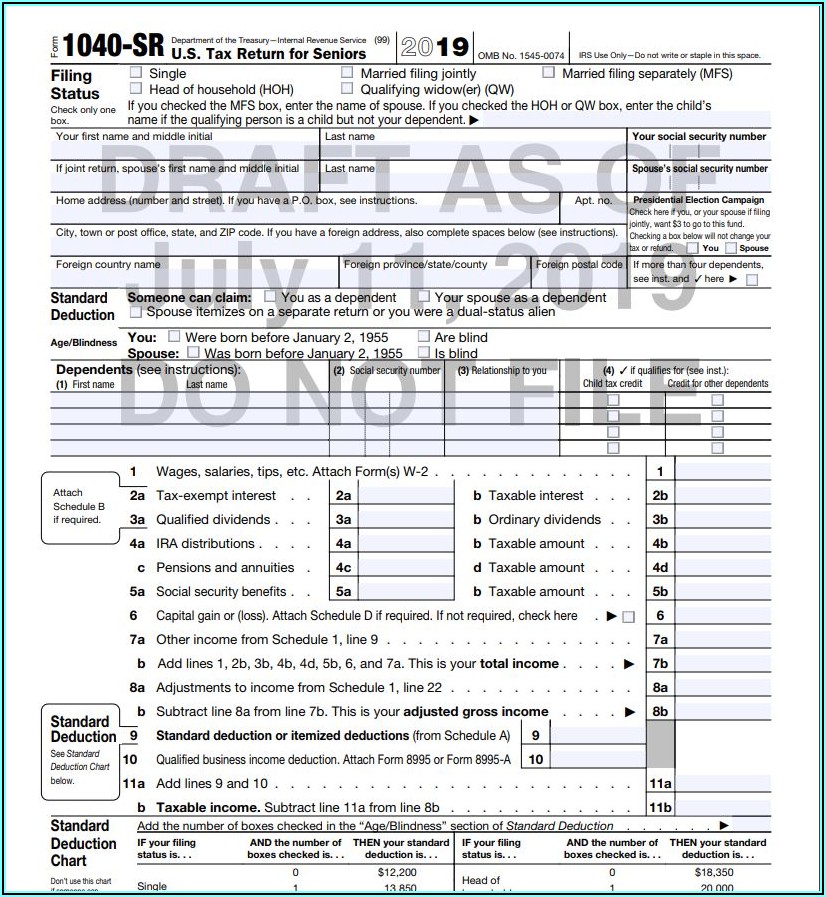 Copy Of Form 1040 For 2019